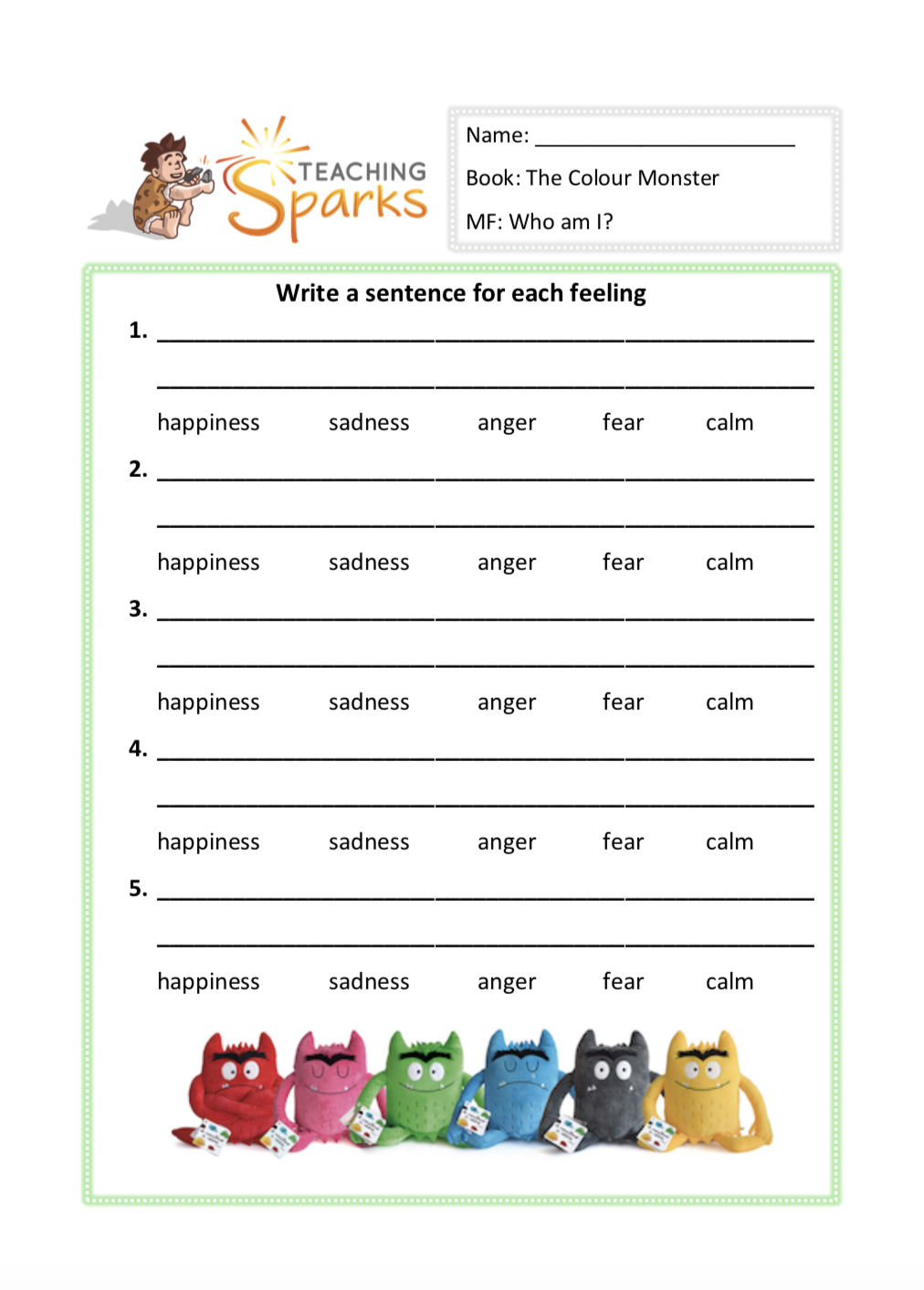 FREE Write the Room Monster Color Words Activity