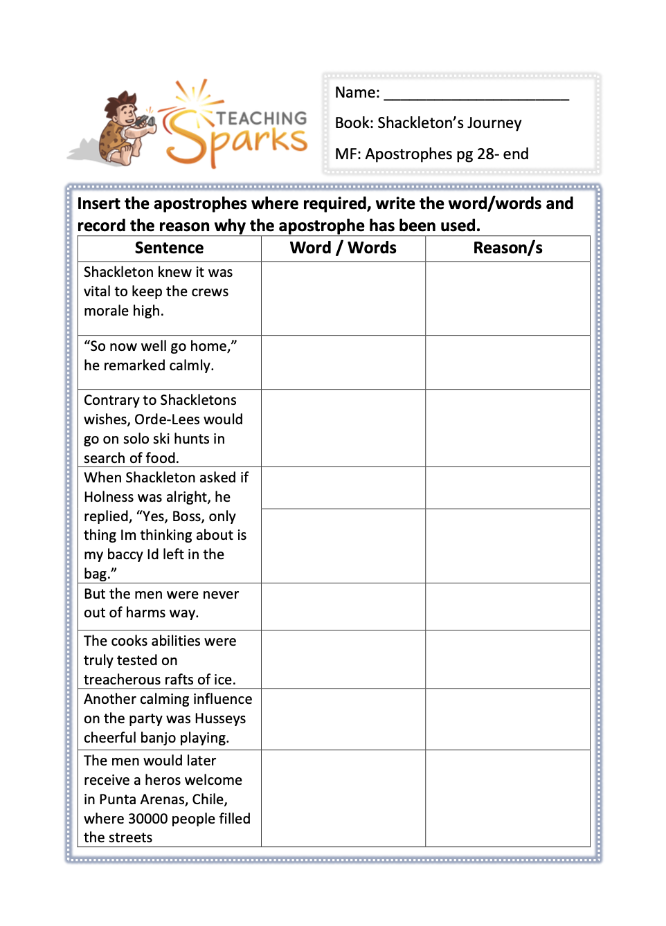 shackleton's journey english planning ks2