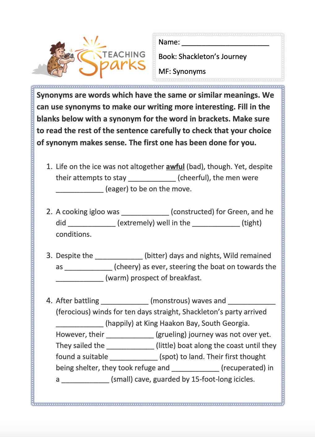 shackleton's journey guided reading planning